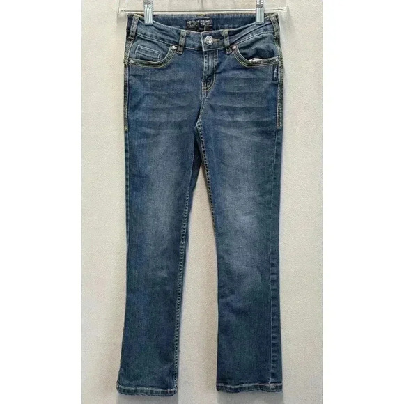 Silver Jeans Girl's‎ Sz 10 Tammy 1066 Thick Stitches Embroidered Blue Denim - Picture 1 of 9